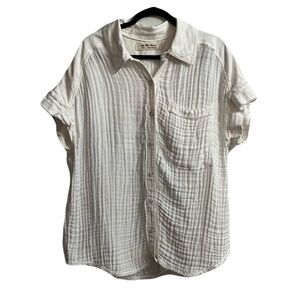 We The Free Optic White Button Down Oversized Shirt Size Medium